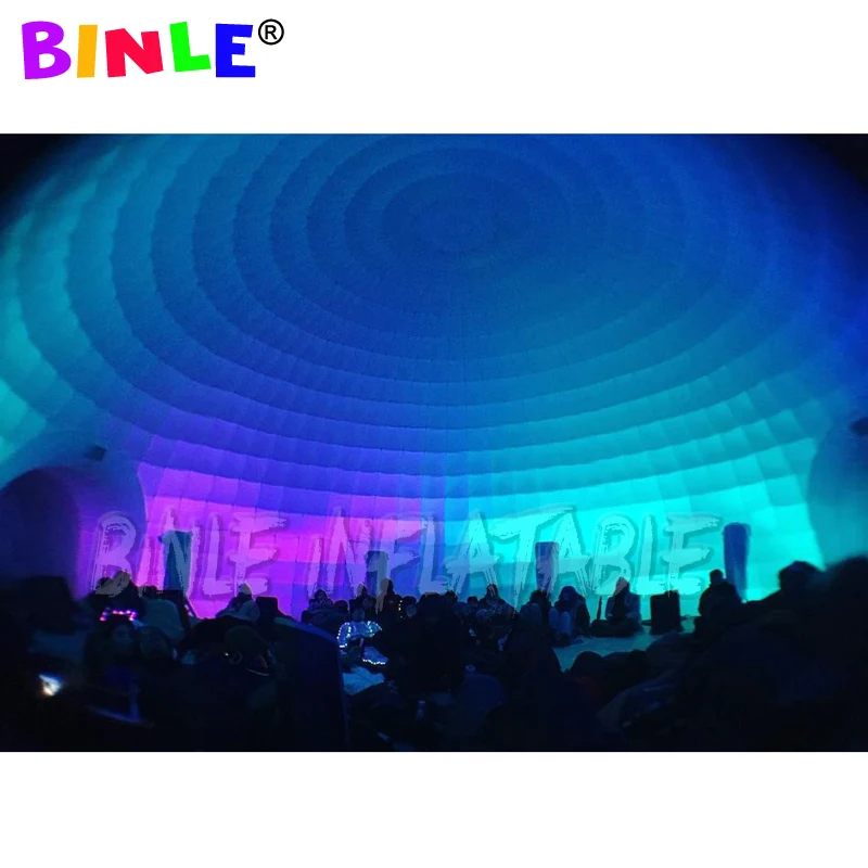 10m 80persons Striking Oxford Outdoor Inflatable Dome Tent With Led Strips Disco Igloo Party Wedding House Air Marquee For Event 6