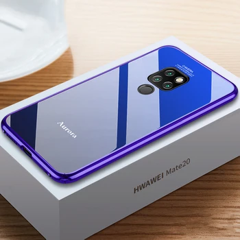 

For Huawei Mate 20/ Pro/ X Gradient Aurora Back Tempered Glass & Aluminum Metal Bumper Case For Huawei Mate 20 Pro X Slim Cover