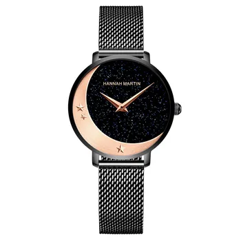 

New Style Stars Month Ch Women'S Korean-Style Clean Steel Fashion Star Quartz Mesh Belt Top Grade