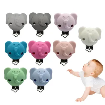 

1Pcs Cute Cartoon Elephant Pacifier Clips Silicone Soother Holder Infant Pacifier Nipples Holder Multi Color Clamp Toy