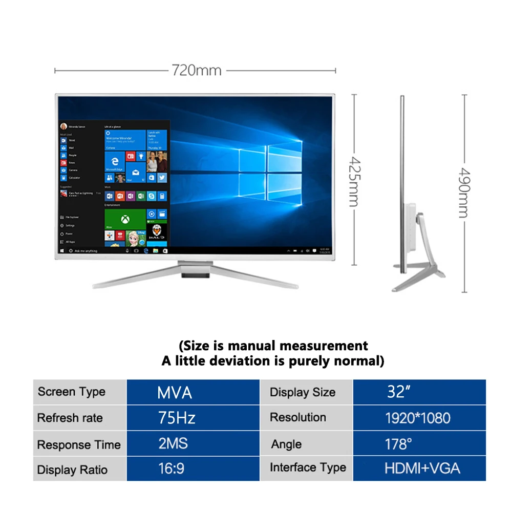 32-дюймовый светодиодный тонкий монитор игры конкурс 32-дюймовый full HD ips узкой каймой монитор игровой монитор HDMI вход VGA 2 мс