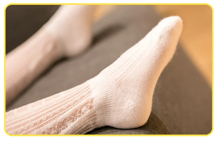 Летние сетчатые детские носки из чесаного хлопка, Medeum high, кружевные носки для девочек детские противомоскитные носки выше колена поколение