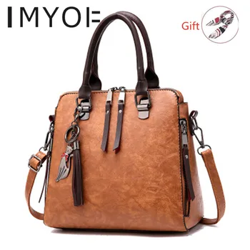 

Ladies PU Leather Bags for Women Korean Version Fashion Solid Handbag Simple Tassel Shoulder Messenger Bags Sac A Main
