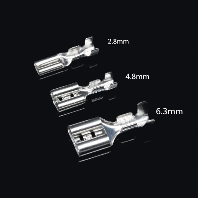 50pcs 2.8/4.8/6.3mm Crimp Terminals Insulated Seal Electrical Wire Connectors Crimp Terminal Female Spade Connector 22-14AWG