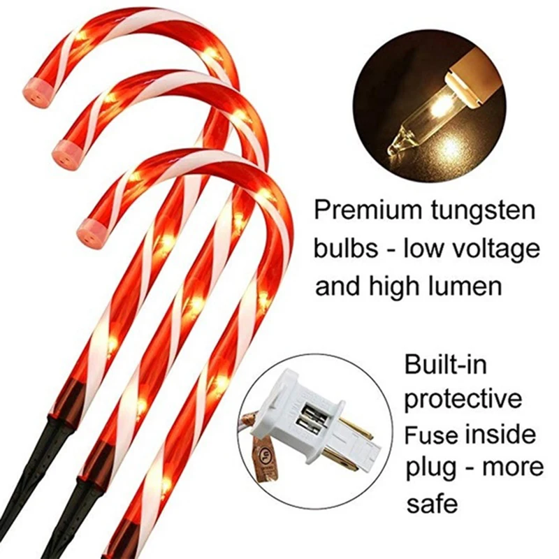 Decoração de Natal Estacas Bengala Passarela Luz Muleta Lâmpada Festival Eua Plug Atmosfera Jardim Casa Quintal Caminho 110 v 10 5 plug atmosfera luz jardim casa lâmpada quintal caminho lâmpada