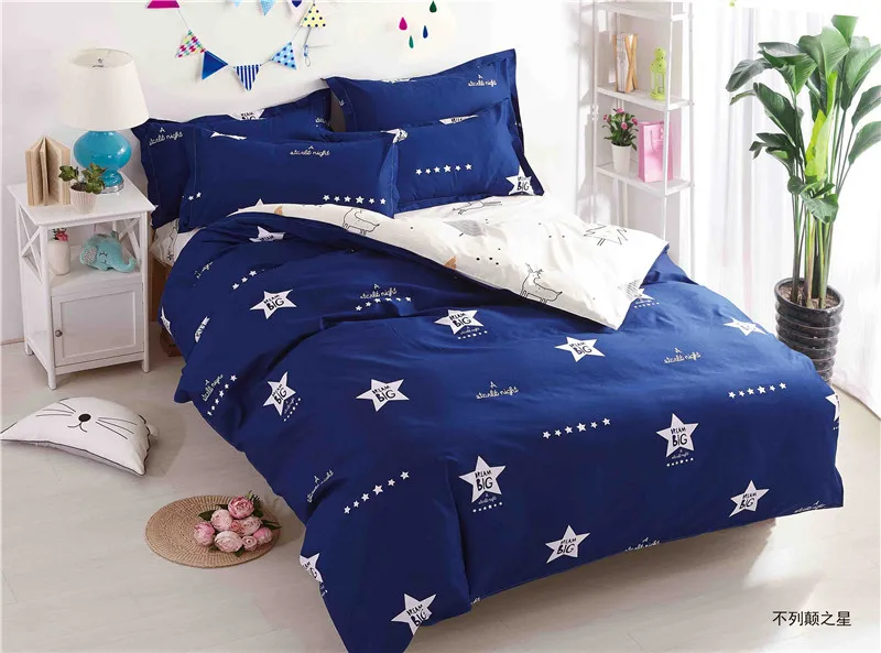 Bedding Set-6 3/4 шт. Moon постельное белье со звездами комплекты дети студент для двуспальная кровать накладки мультфильм наволочки пододеяльник для пухового одеяла простыня - Цвет: Bedding Set-6