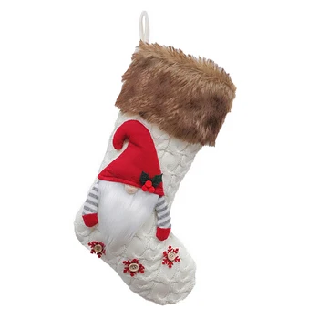 

Cute Large Capacity Holiday Christmas Stockings With Strap Reusable Candy Pouch Tree Hanging Home Party Decor Kids Gift Bag