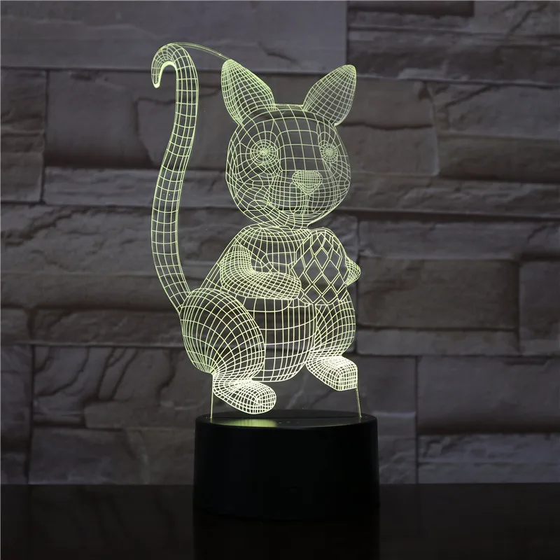 Кошка 3D ночник животное сменная лампа настроения светодиодный 7 цветов USB 3D иллюзия Настольная лампа для дома декоративные вечерние свет декора