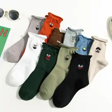 Милые женские носки в японском стиле Харадзюку; сезон осень; длинные носки с вышивкой; корейский стиль; милые носки для девочек; подарки