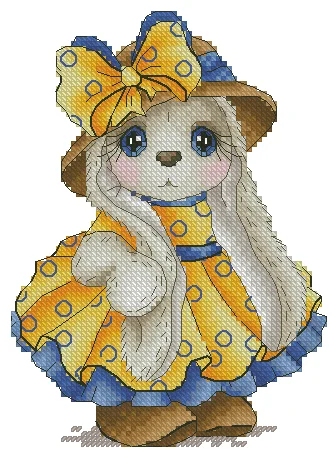 Flower Fairy rabbit cross stitch package cartoon animal 14CT cloth cotton thread embroidery DIY handmade needlework - Цвет: Красный