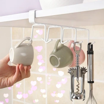 

White Multifunctional Row Hook Wardrobe Tie Scarf Clothes Finishing Rack Kitchen Debris Storage Rack Household Storage Rack