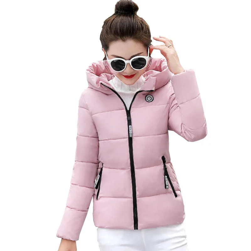 pink Зимняя женская куртка, плюс размер, 5XL, женские парки, утолщенная верхняя одежда, пальто с капюшоном, короткие, женские, тонкие, с хлопковой подкладкой, базовые Топы - Цвет: pink