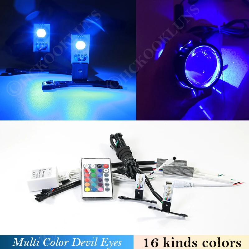 Автомобильные светодиодные фары Devil Eye Demon Evil Eyes DRL RGB мотоциклетные мини-проекторы