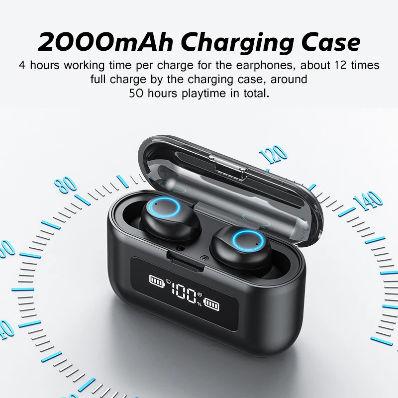 Hussain Wireless Bluetooth Earphones with Microphone Sports Waterproof Wireless Headphones Headsets Touch Control Music Earbuds