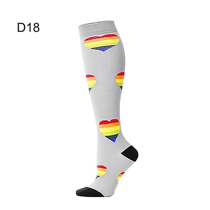 Унисекс, женские и мужские Спортивные Компрессионные носки для медсестер, эластичные носки для девочек, женские эластичные высокие носки - Цвет: D18