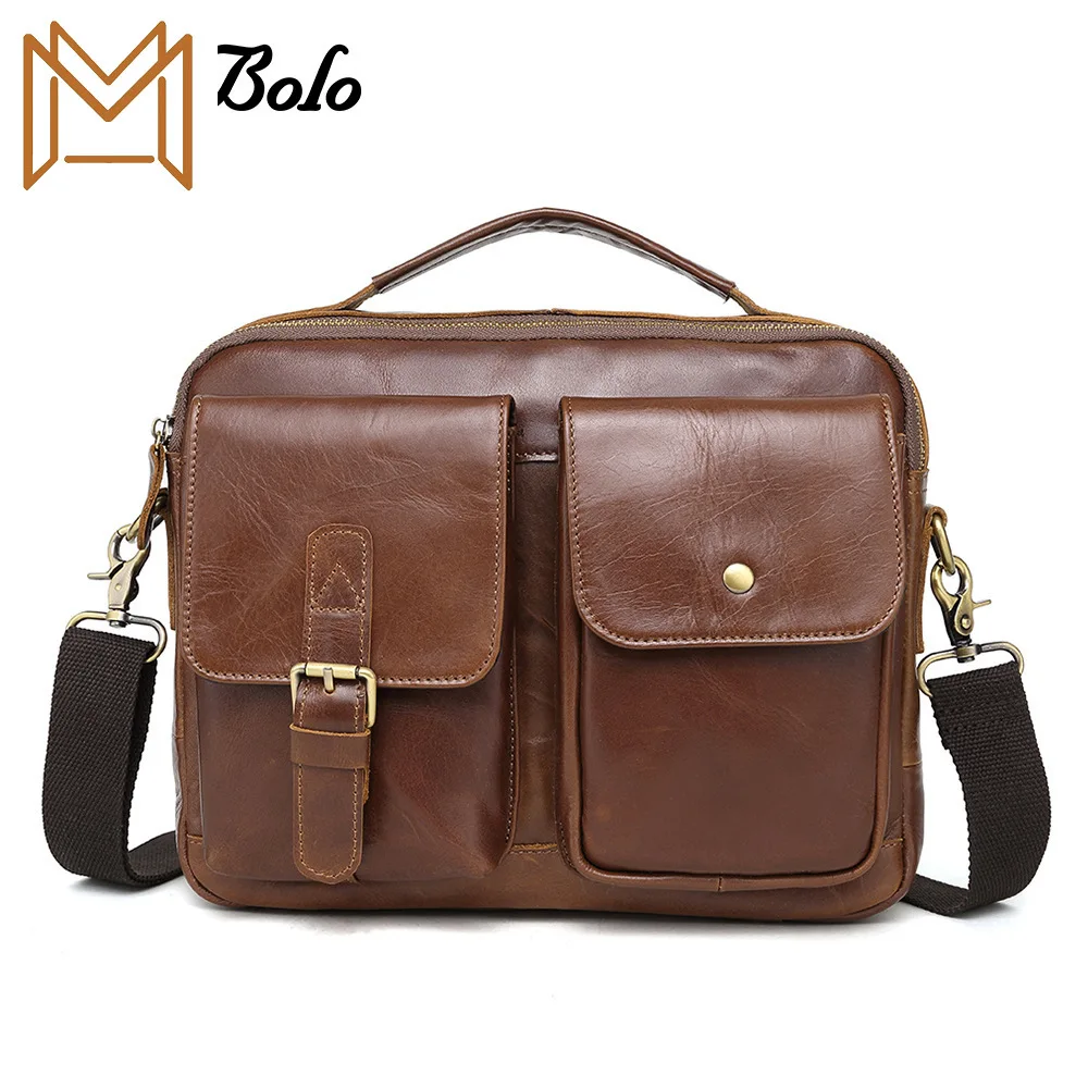 

Cowhide Man Single Shoulder Package Oblique Satchel Genuine Leather Briefcase