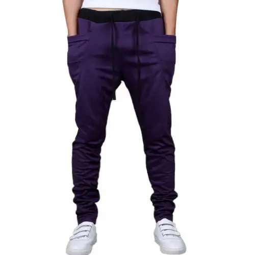 Purple M Мужские штаны-шаровары для бега, мужские брюки, мужские одноцветные штаны для бега, спортивные штаны - Цвет: Purple M