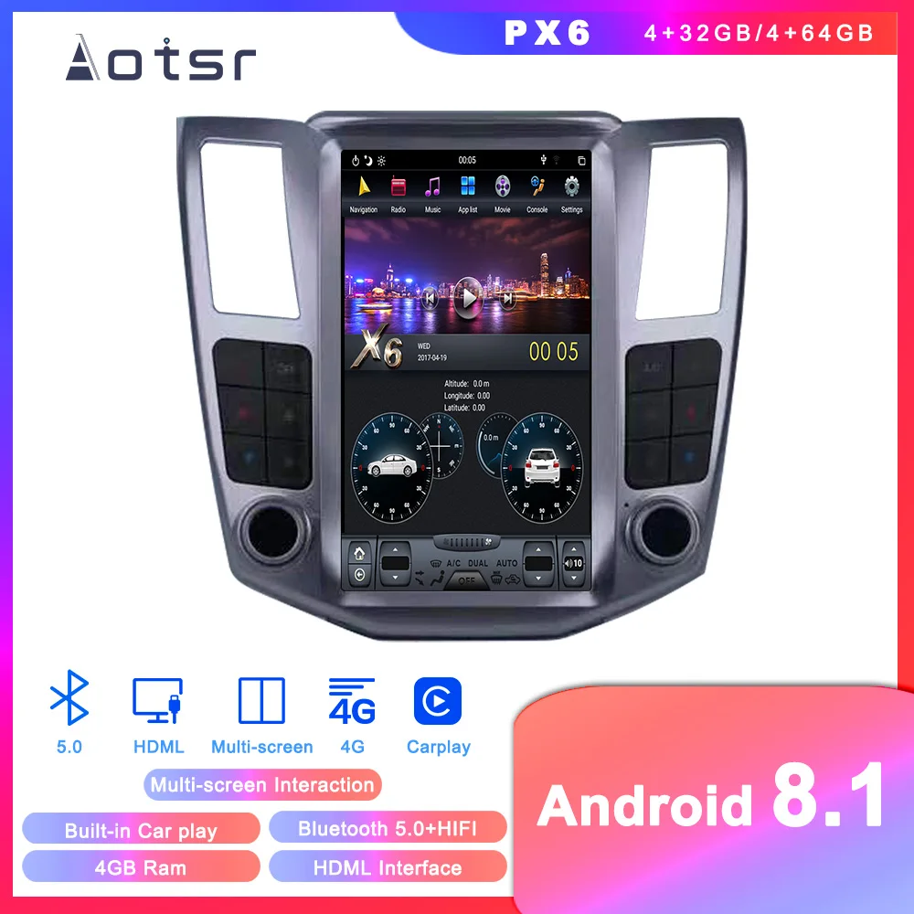 Автомобильный DVD плеер Tesla Android 8 для Lexus RX300 RX330 RX350 2004 2008 GPS навигация автомагнитола