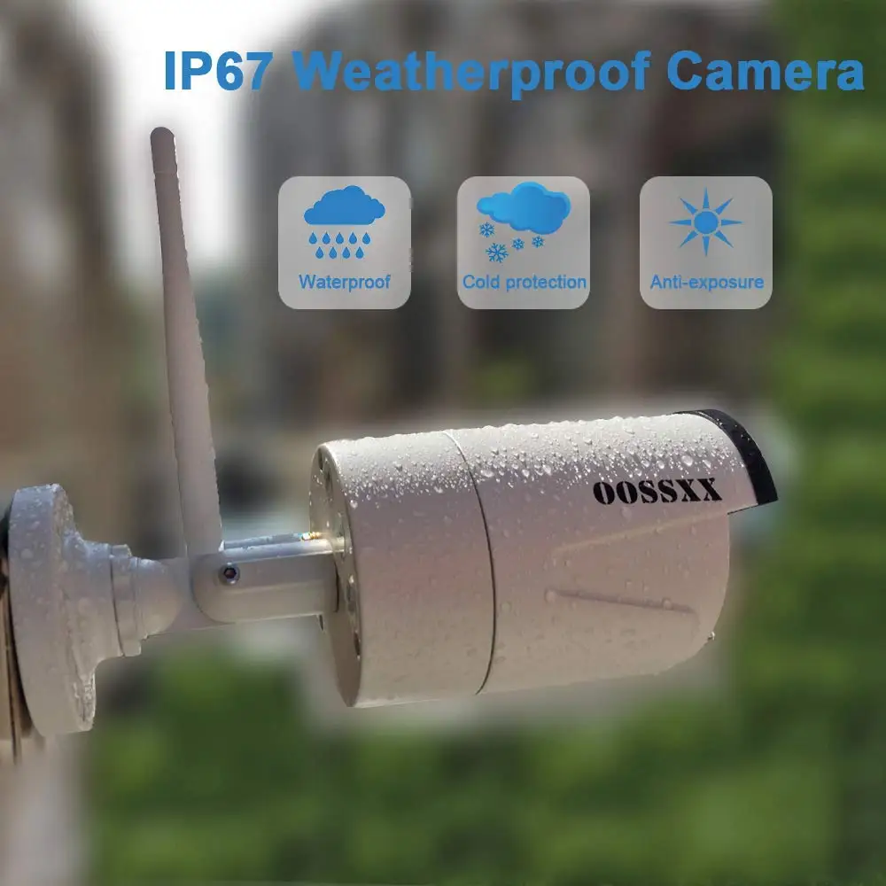 OOSSXX Security Camera System Wireless 8CH 1080P NVR Kit 8pcs 1080P(2.0M) Outdoor CCTV Wireless IP
