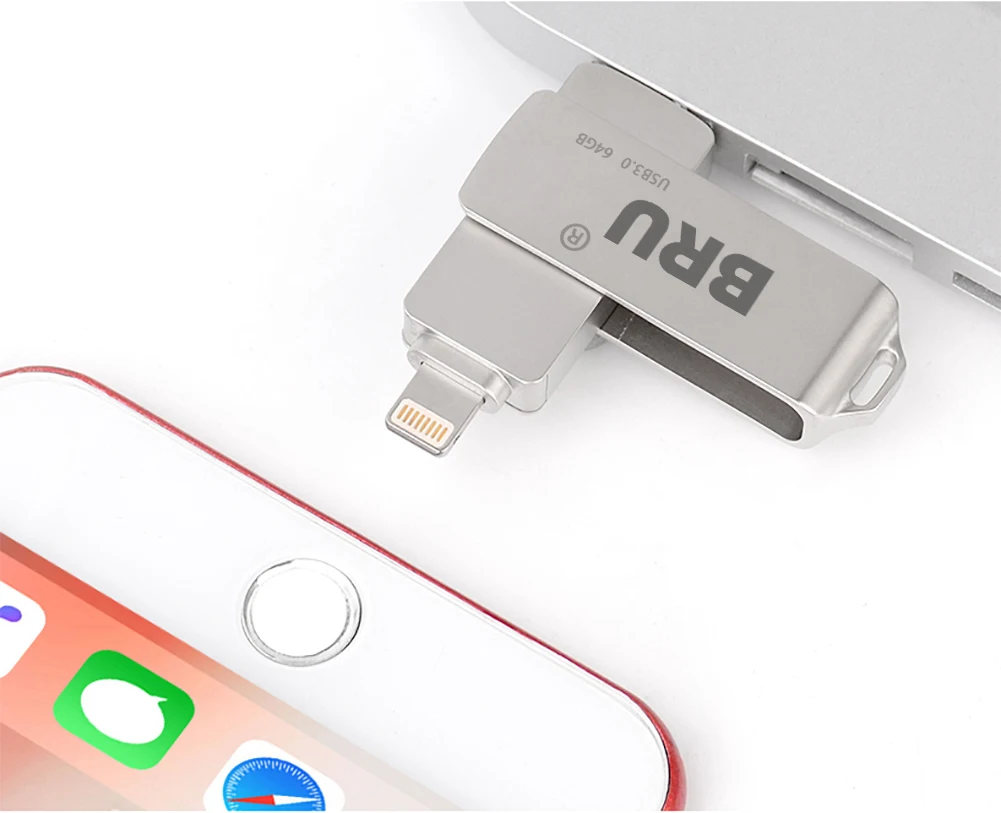 BRU usb OTG Флешка usb флеш-накопитель 3,0 3in116G32G64G128G256GB для iPhone 11 Pro XS X Android type-c логотип на заказ