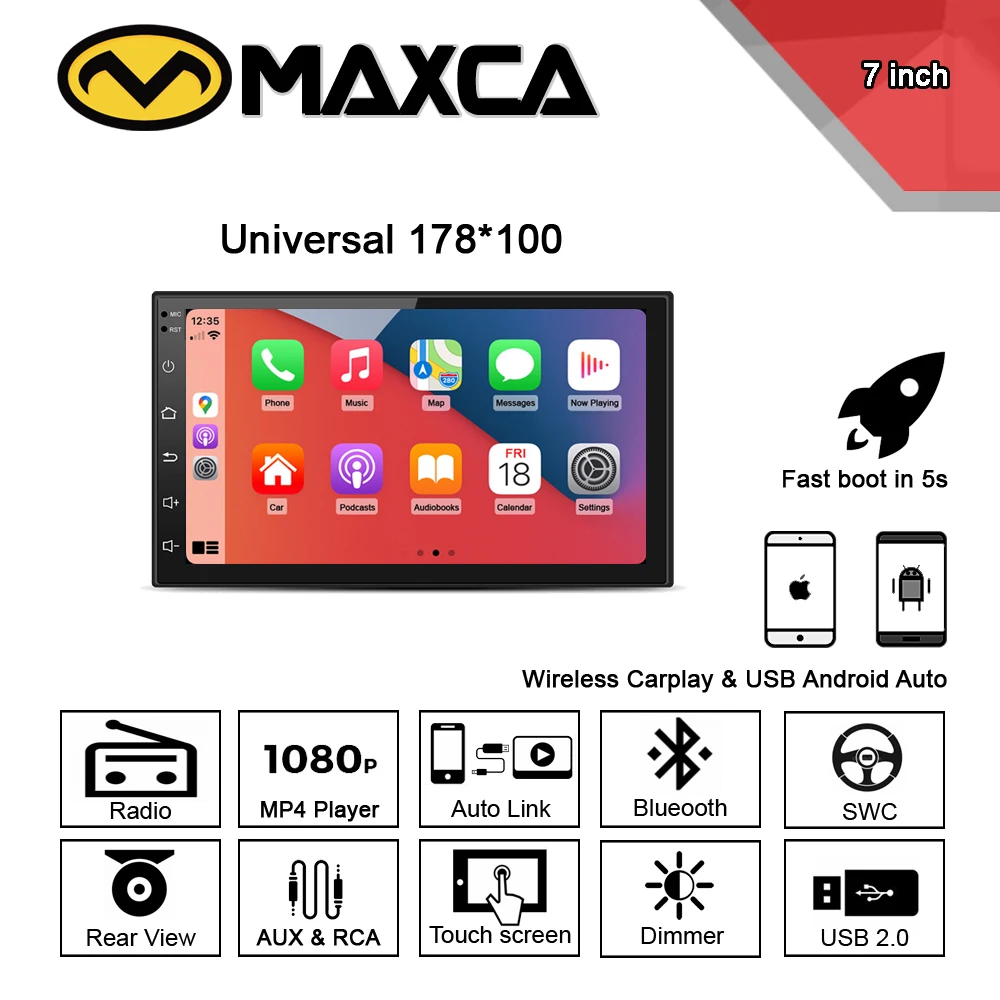 Автомобильная Мультимедийная система MAXCA универсальная беспроводная