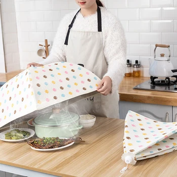 

80cm Meal Cover Vegetable Cover Umbrella Kitchen Cover Dish Foldable Insulation Table Cover Leftover Food Dust Home Cover