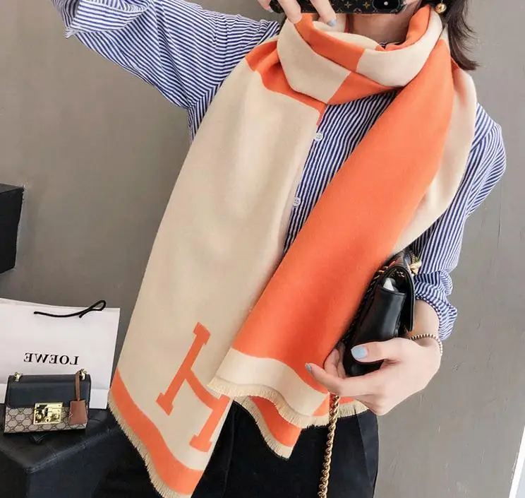 

Fall and Winter Scarf 2019 New Type Cashmere-like Crutches Small H Scarf,Warm Decoration Long Shawl Lady cashmere scarf