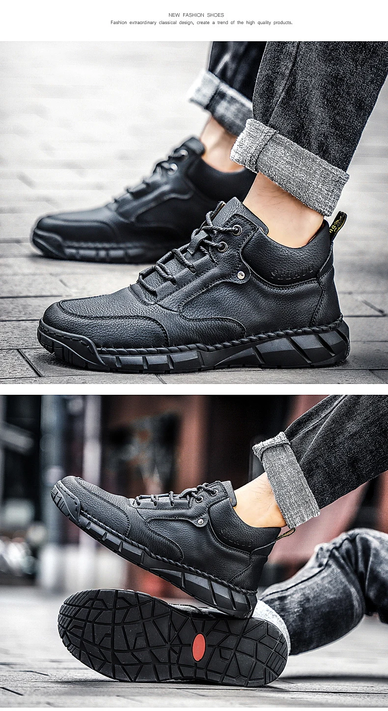 Brand Mens Winter Boots Fur Warm Mens Snow Boots High Quality Leather Mens Platform Boots Winter Outdoor Mens Trainers
