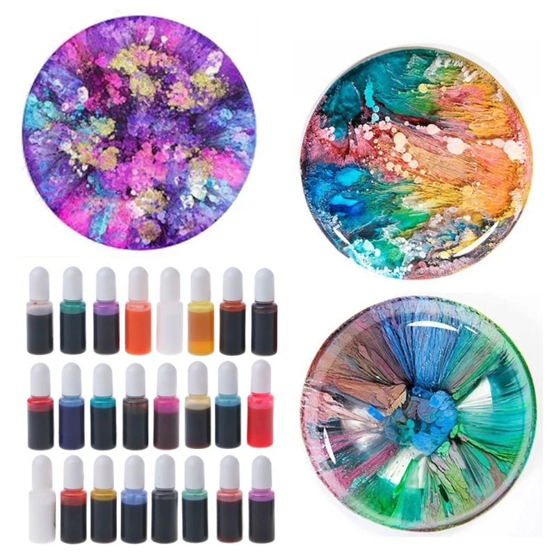 Alcohol Ink Set - 20 Bottles Vibrant Colors High Concentrated Alcohol-Based  Ink, Concentrated Epoxy Resin Paint Colour Dye Great for Resin Petri Dish,  Coaster, Painting, Tumbler Cup Making(10ml Each)