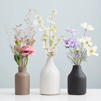 

White Nordic Ceramique Small Ornaments Vase Flower Fashion Vintage Living Room Decoration Decoracion Salon Retro Style EC50HP