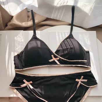 

2pcs set bra girl student ultra-thin bra no steel ring sleep bra set underwear set