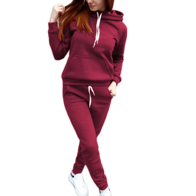 Hot Sale Simple Women's Autumn Sports Suit Hooded Sweatshirts And Pants Set For Exercise NOV99 3