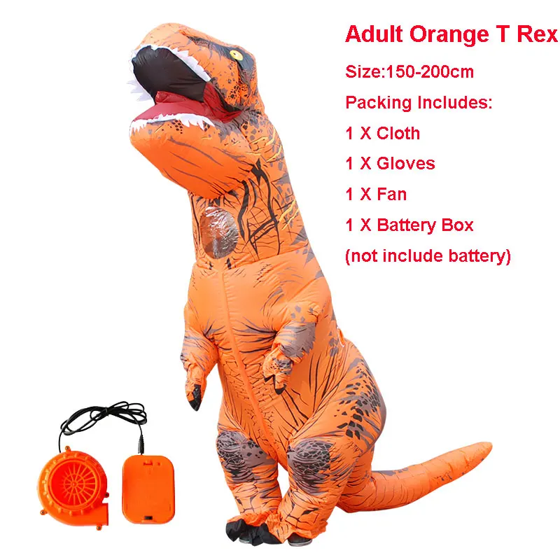 orange adult KOOY надувной костюм динозавра T REX костюмы наездника Пурима Карнавальный костюм для вечеринки косплей костюм на Хэллоуин для мужчин женщин детей - Цвет: orange adult