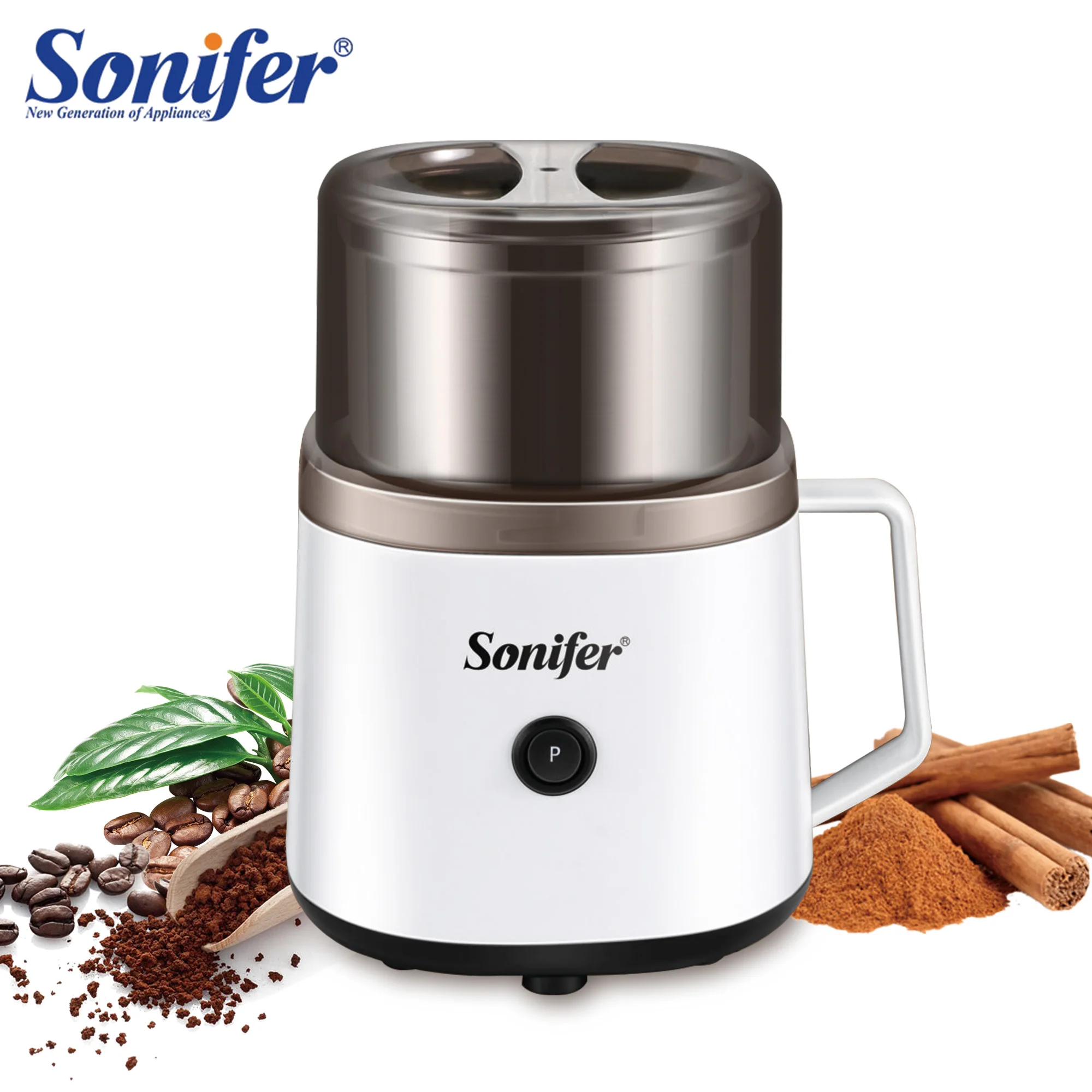 SONIFER Multifunctional Coffee Grinder Stainless Steel Body 160W High Power