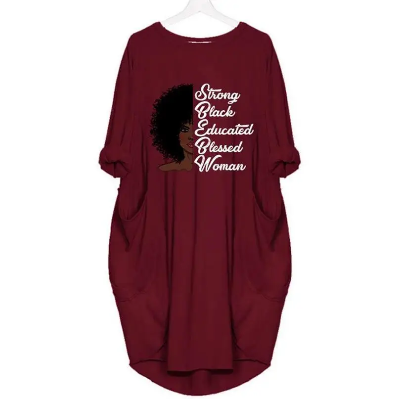 

2022 Summer T-Shirt For Women Casual Dress Strong Black Educated Blessed Woman Custom Color Graphics Letter Print T-Shirt Female
