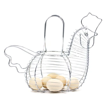 

Hot Innovative Hen Shaped Egg Holder Metal Wire Fruit Basket Home Snacks Organizer Kitchen Storage LXY9
