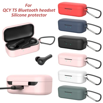 

For QCY T5 Bluetooth Headset Silicone Cover Dustproof Shockproof Case For QCY T5 With Anti Lost Buckle Charging Box Accessories