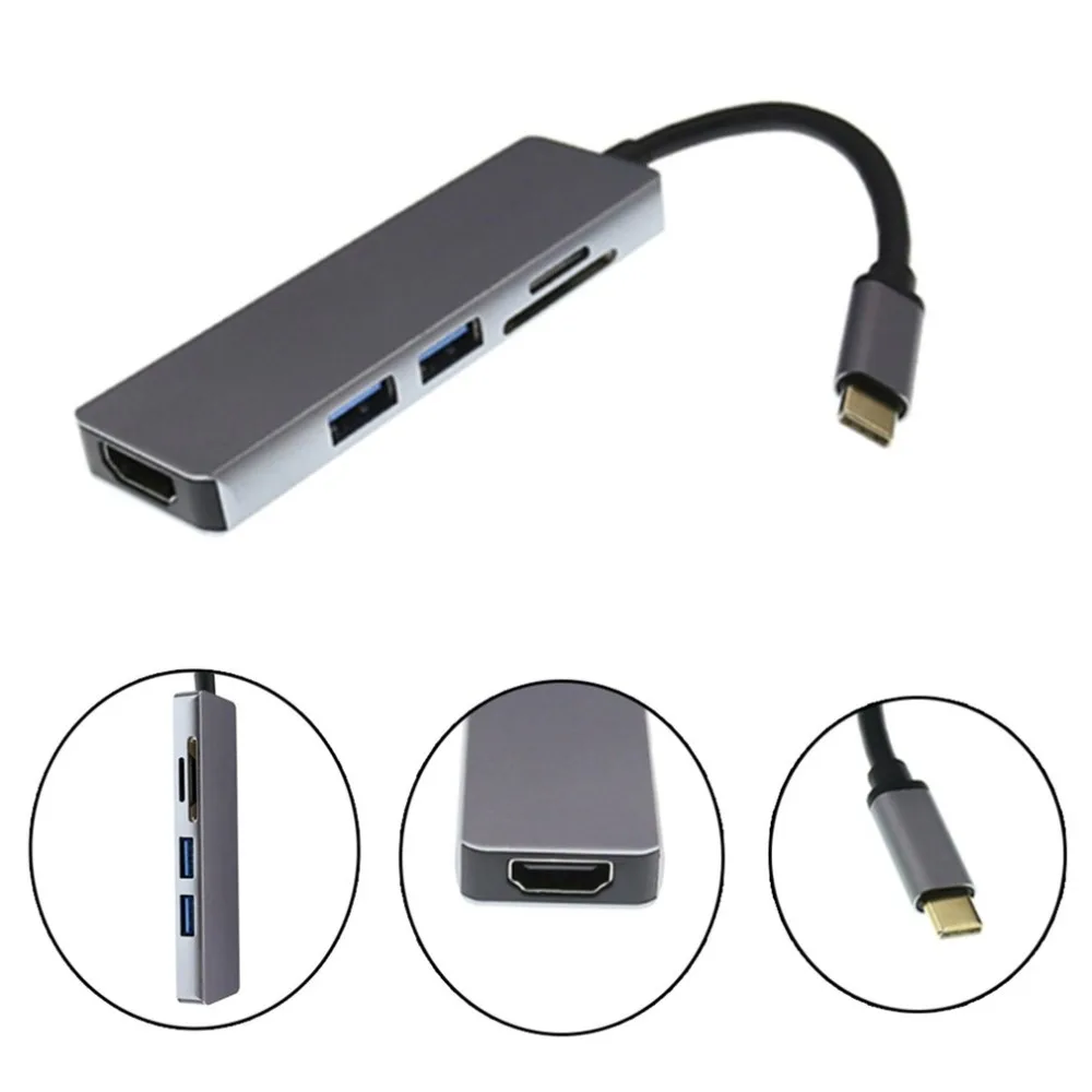 Thunderbolt 3 концентратор usbc док-станция usb Тип C к HDMI USB3.0 кабель TF SD карта 5в1 адаптер сплиттер для Macbook Pro Dell XPS 13