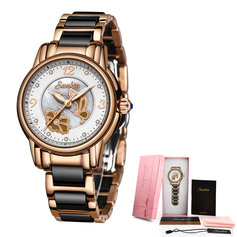 Sunkta New Listing Rose Gold Women Watches Quartz Watch Ladies Top Brand Luxury Female Watch-6