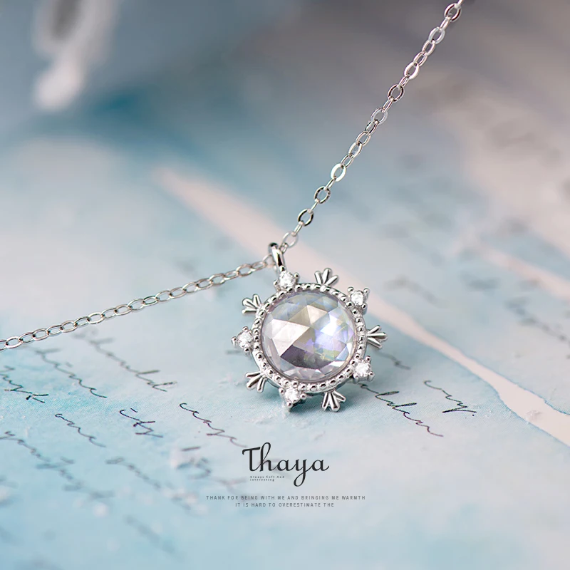 Thaya ручной работы драгоценный камень Снежная Форма ожерелье 925 Серебро кулон ожерелье для женщин Bijoux женский подарок