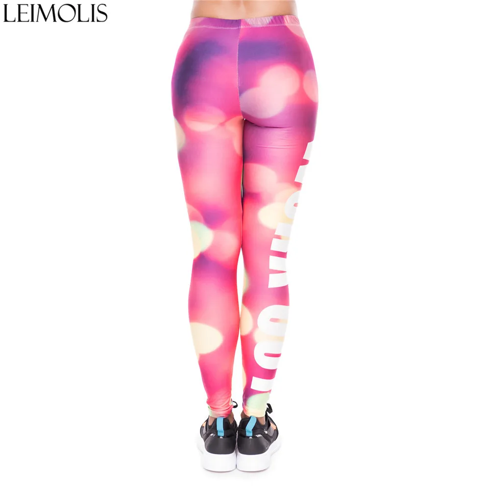 LEIMOLIS, 3d принт, неоновые, красные, с буквами, для фитнеса, пуш-ап, для тренировок, леггинсы для женщин, Harajuku, высокая талия, панк-рок, сексуальные леггинсы
