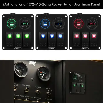 

3P Single Light Switch Panel USB Charger Multi-functional Eco-friendly Switch Aluminum Panel For Car Boat RV Truck Universal