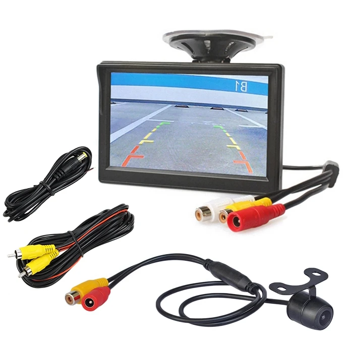 DIYKIT " TFT ЖК-дисплей заднего вида Автомобильный монитор+ Водонепроницаемая камера заднего вида 2в1 автомобильная система парковки Комплект - Название цвета: conventional connect