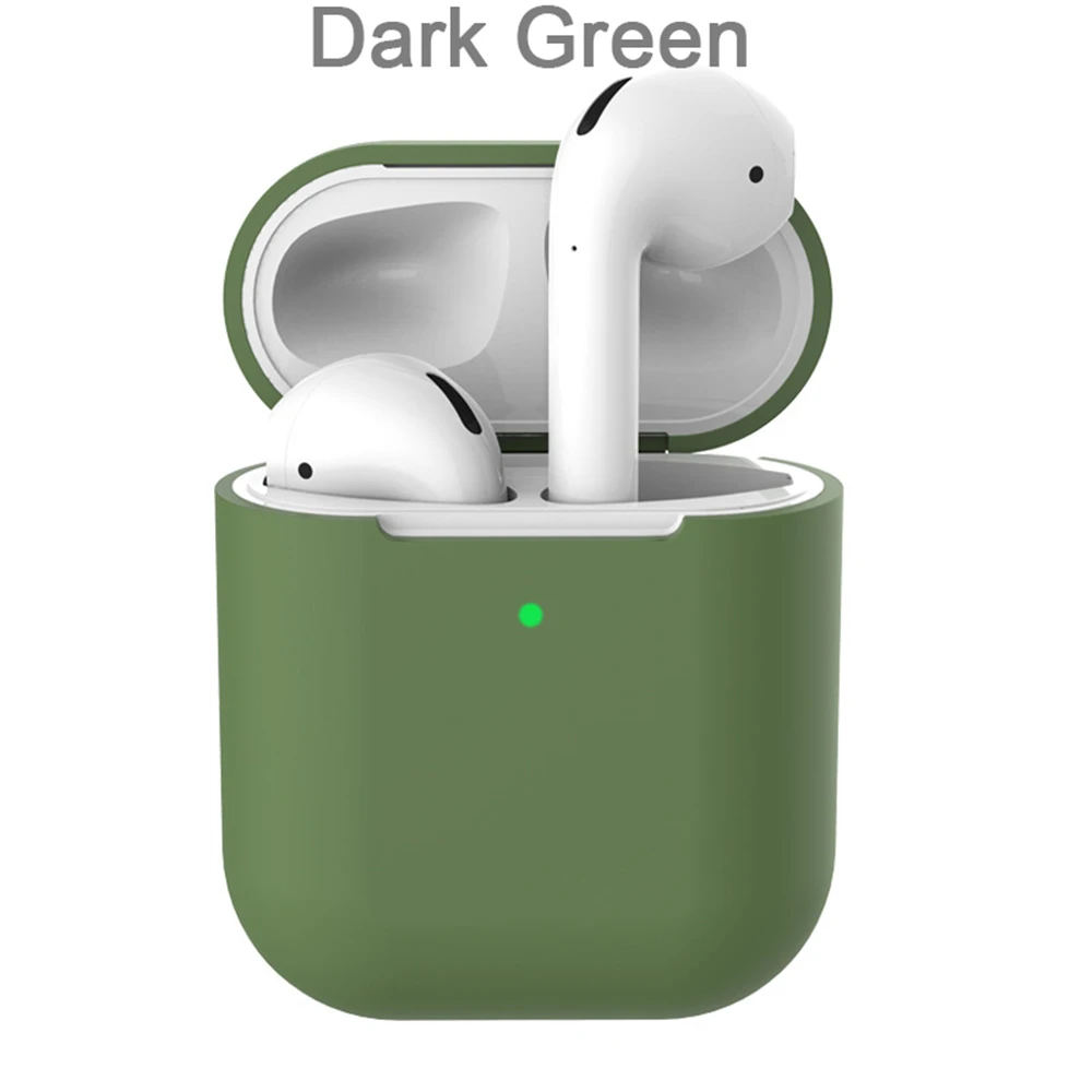 dark green Силиконовый чехол для AirPods 2 Bluetooth наушники беспроводные наушники протектор для Apple AirPods защитный чехол для Air Pods2 чехол - Цвет: dark green