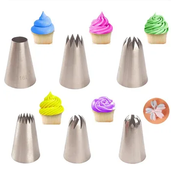 

6Pcs/Set Extra Large Stainless Steel Icing Piping Nozzles Cake Cream Decoration Tips Set Baking Tools Fondant Russian Nozzle