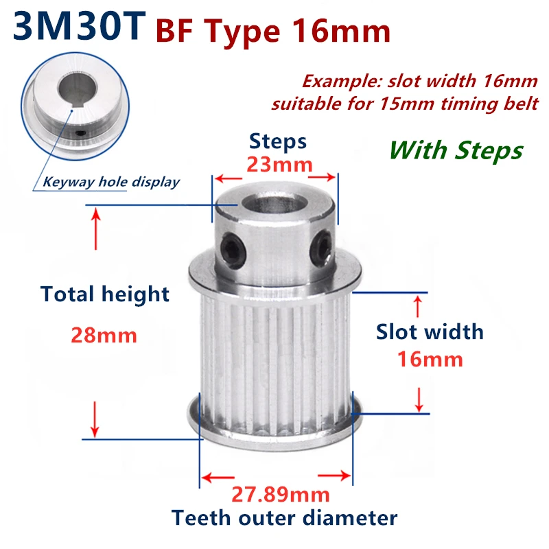 3M Timing Pulley 24T 6mm Bore for Stepper Motor 3D Printer 11mm Width HTD 