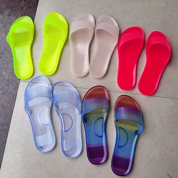 

Candy Color Crystal Flat Slippers women Sandals Open Toe PVC slides Woman Flip-flops Female sandalias Transparent summer 2020
