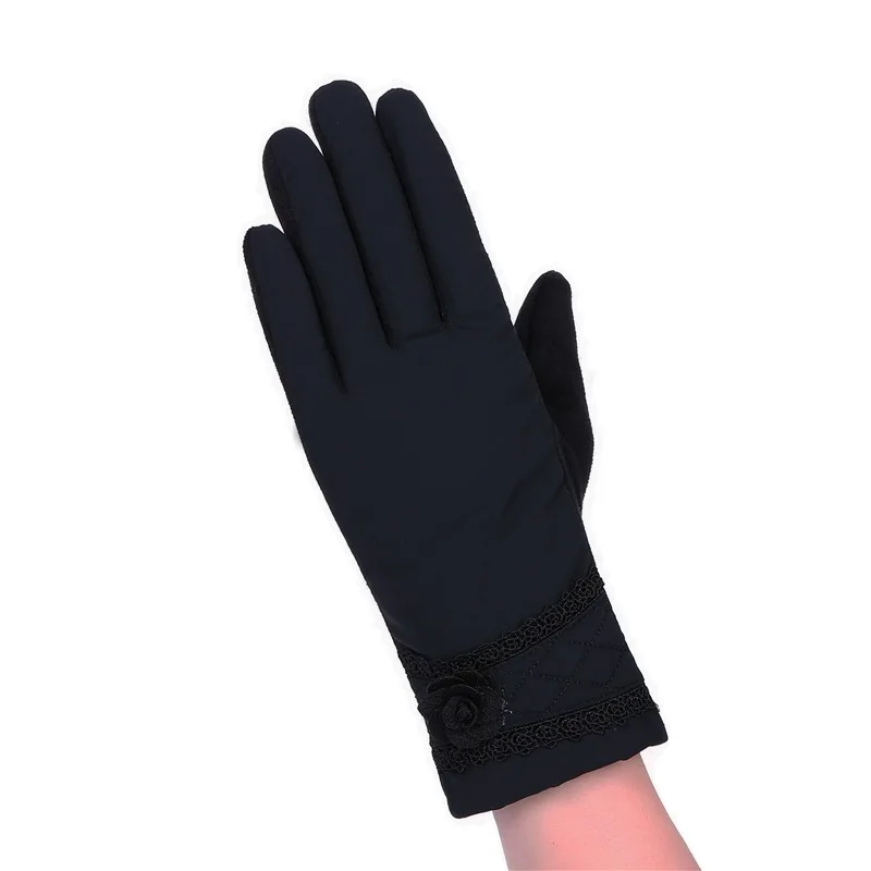 Высококачественные модные женские вышитые перчатки из искусственной кожи с кроликом на осень и зиму, теплые меховые рукавицы, лидер продаж, модные - Цвет: 027D-Black