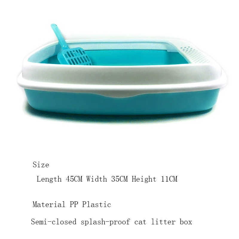 Semi-Enclosed High Fence Pet Cat Toilet Cat Litter Box Cat Toilet Dog Tray Clean Scoop Home Plastic Sand Box Supplies
