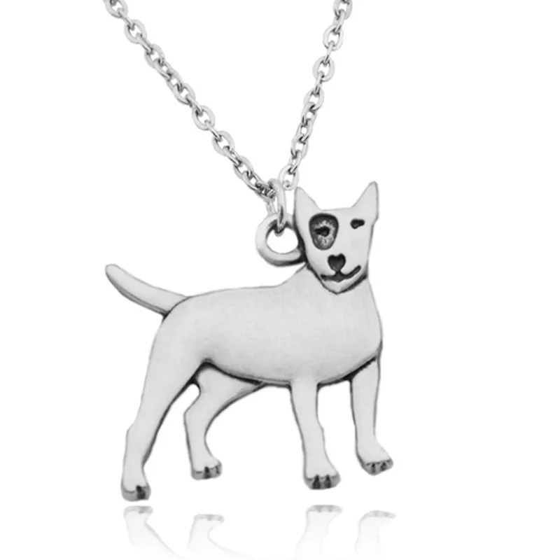 Vintage Silver Color Stainless Steel Long Chains Blslterrier Pendant